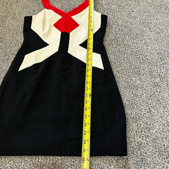 JAY GODFREY Size 4 S Red Black Ivory Geometric Cocktail Pencil Dress R $345 - Picture 9 of 11